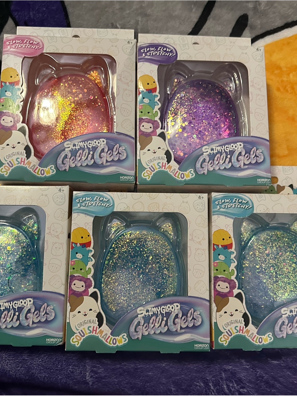 Squishmallows SlimyGloop Gelli Gels Assorted Pink Purple Blue Glitter